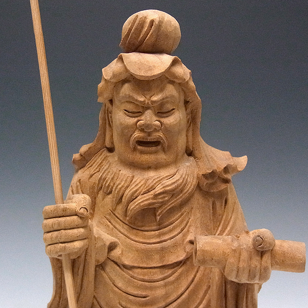 楠 役行者 小角 (前鬼・後鬼) 38cm 木彫り 仏像