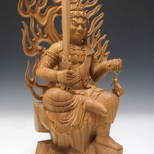 仏像 販売 龍祥-Ryusho- | 仏像や木彫り・縁起物などの販売・通販 / 欅 不動明王 半跏像 33cm 木彫り 仏像